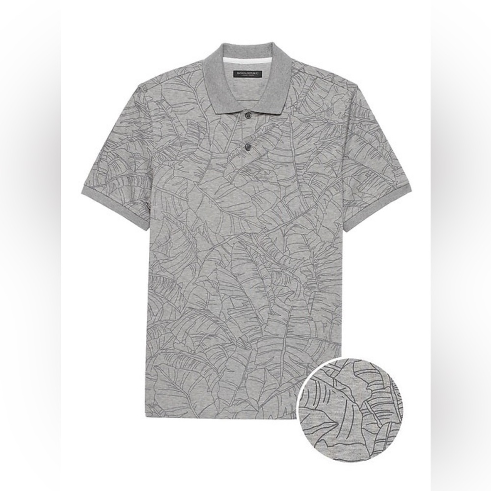 User Banana Republic Pattern Leaves Gray Polo